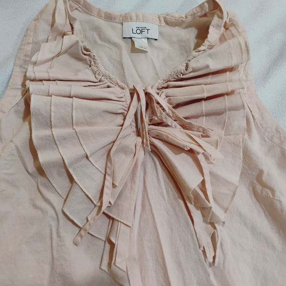 LOFT Blush Pink Ruffle Blouse - Picture 2 of 7